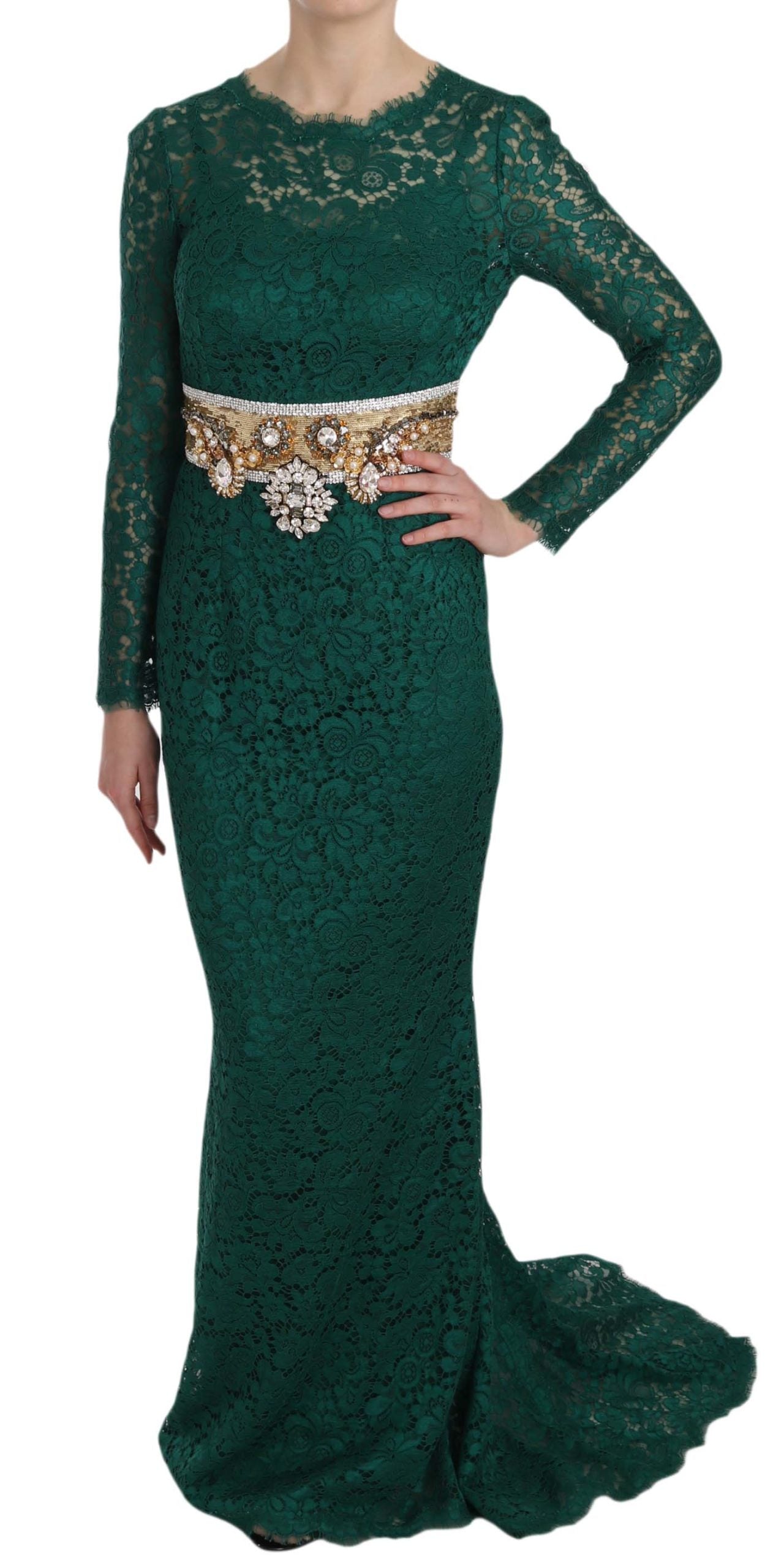 Emerald Elegance Long Sleeve Floor-Length Dress