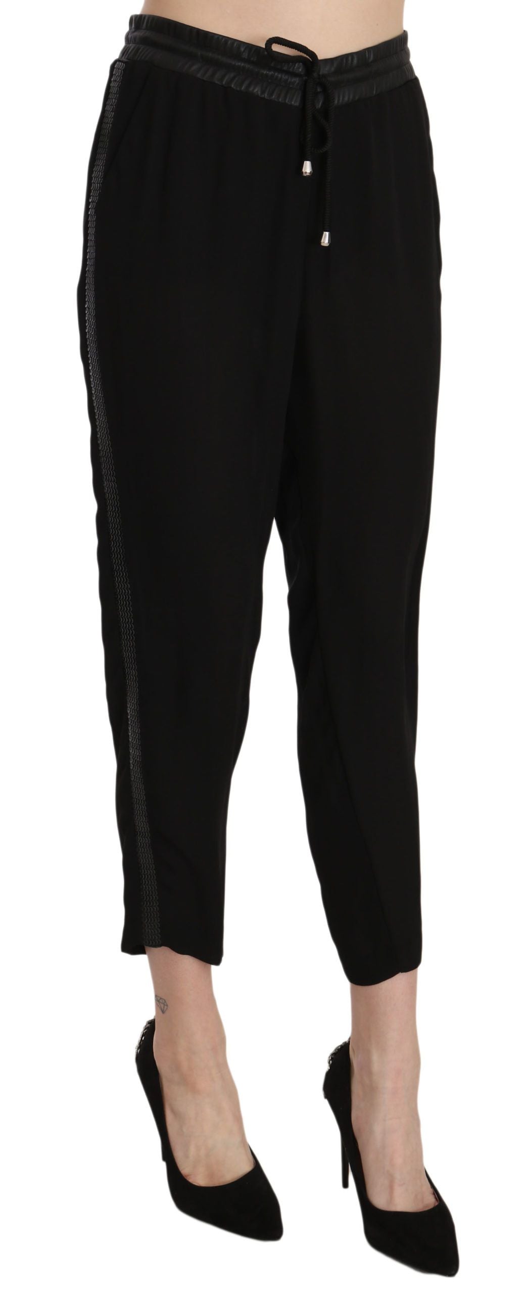 Chic High Waist Cropped Pants in Elegant Black