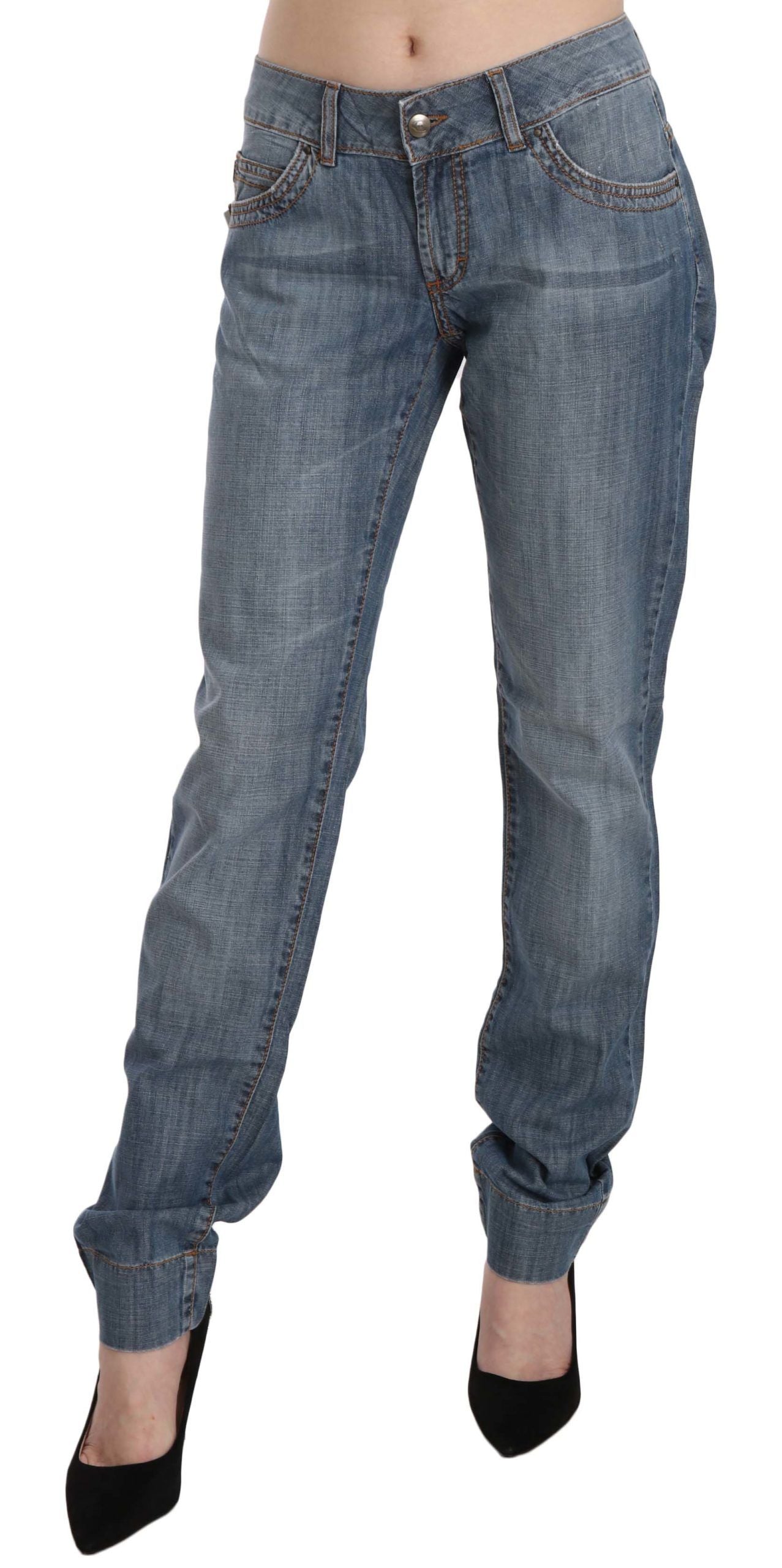 Chic Blue Washed Slim Fit Denim Jeans