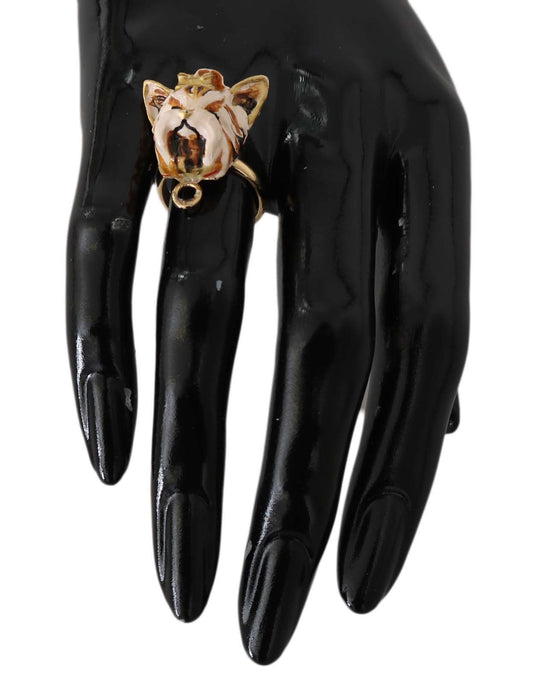 Glamorous Gold Dog Head Statement Ring