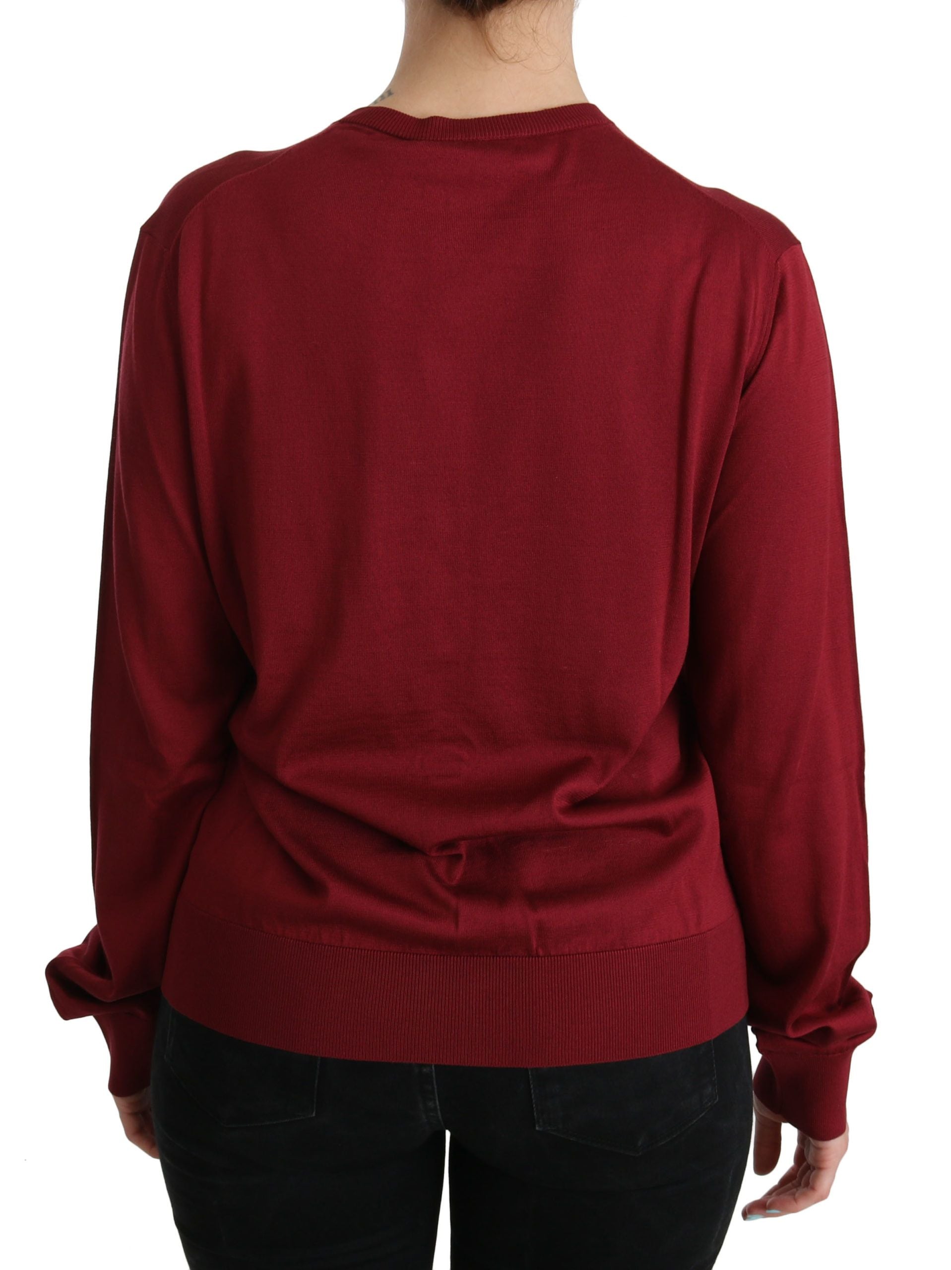 Silk Red Cardigan Top with Button Accents