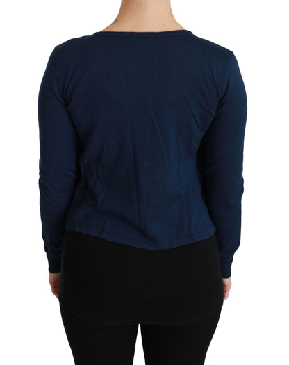 Elegant Blue Cashmere-Silk Cardigan