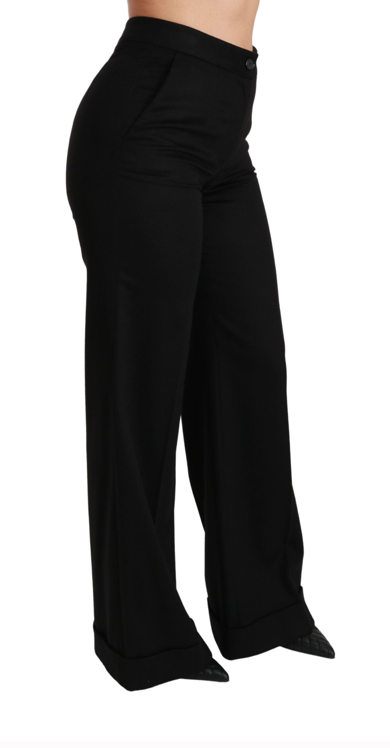 Elegant High Waist Flared Cashmere Pants