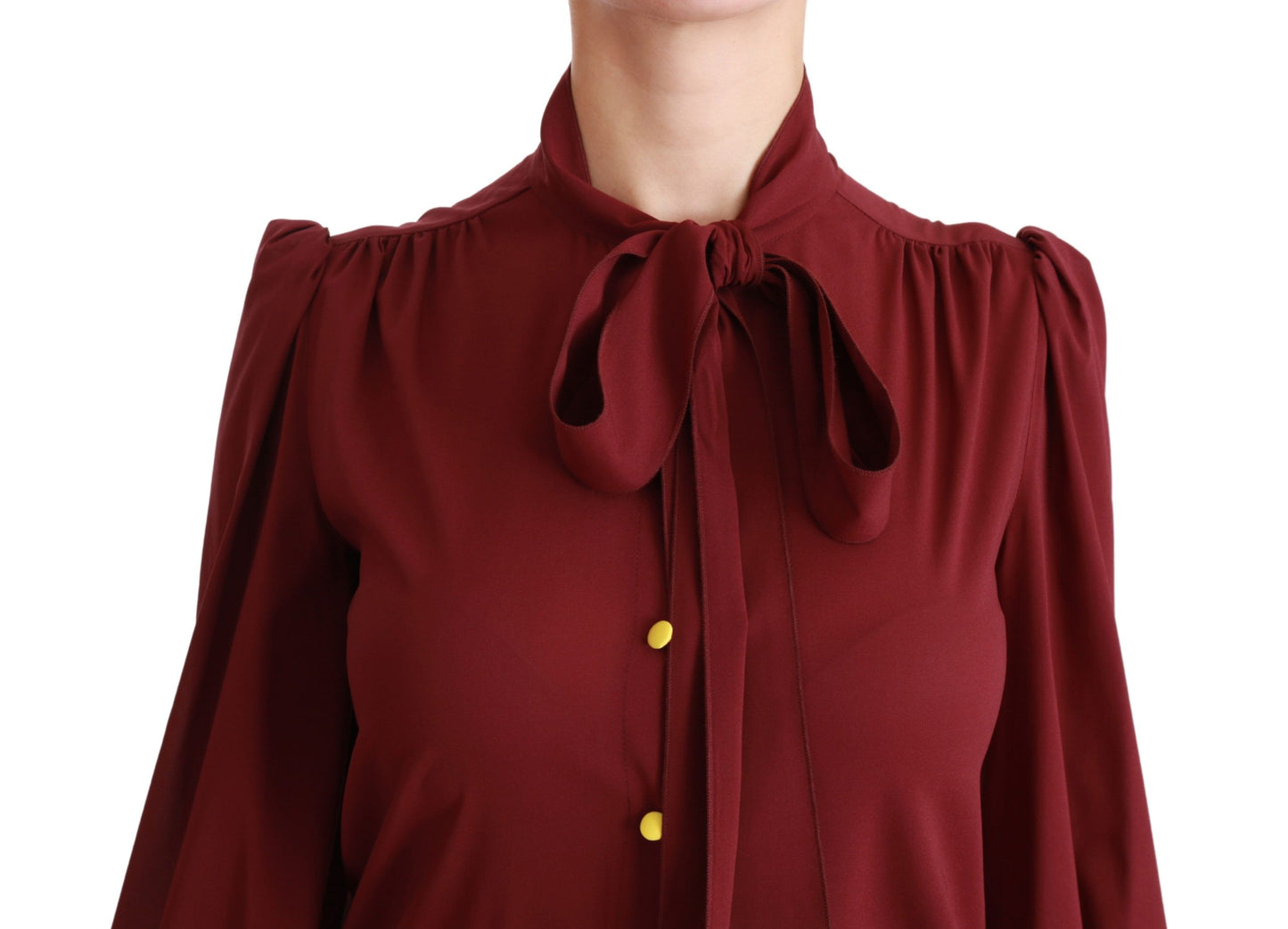 Elegant Maroon Silk Blend Polo Blouse