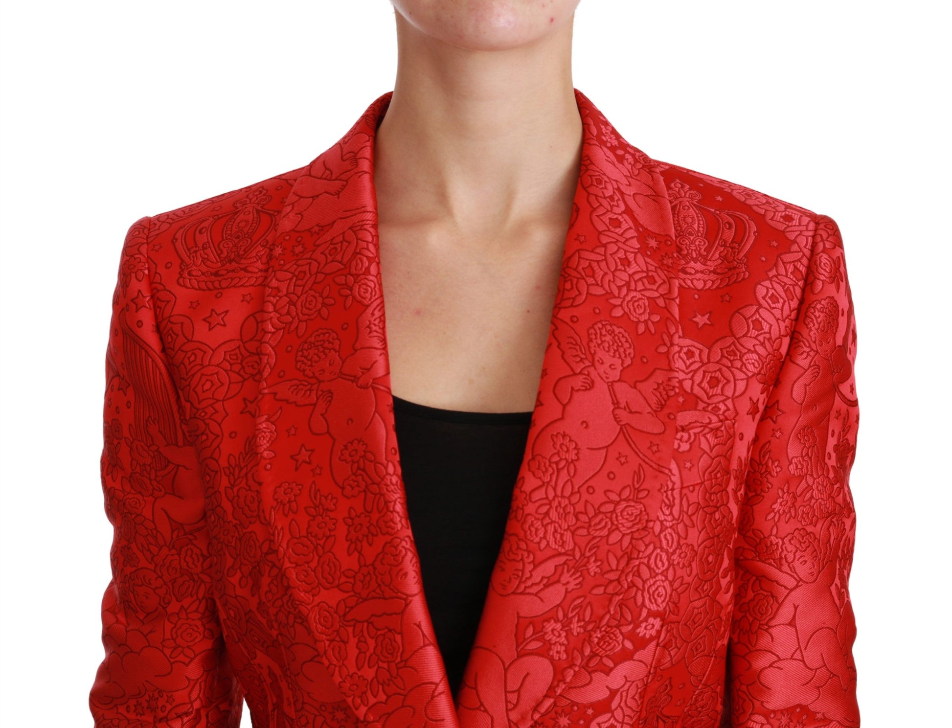 Red Floral Angel Pattern Blazer