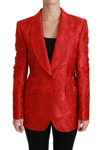 Red Floral Angel Pattern Blazer