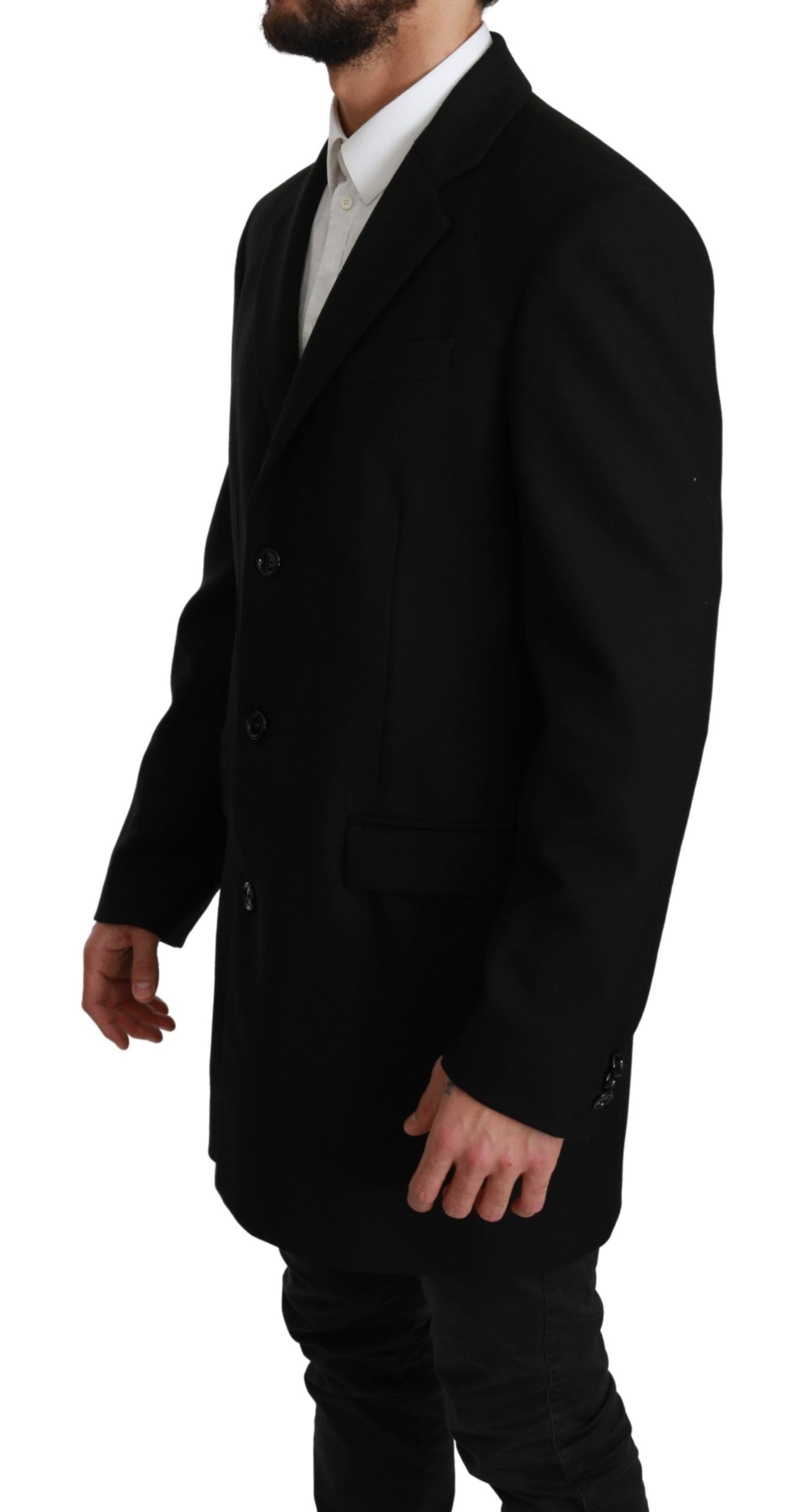 Elegant Black Wool Formal Blazer