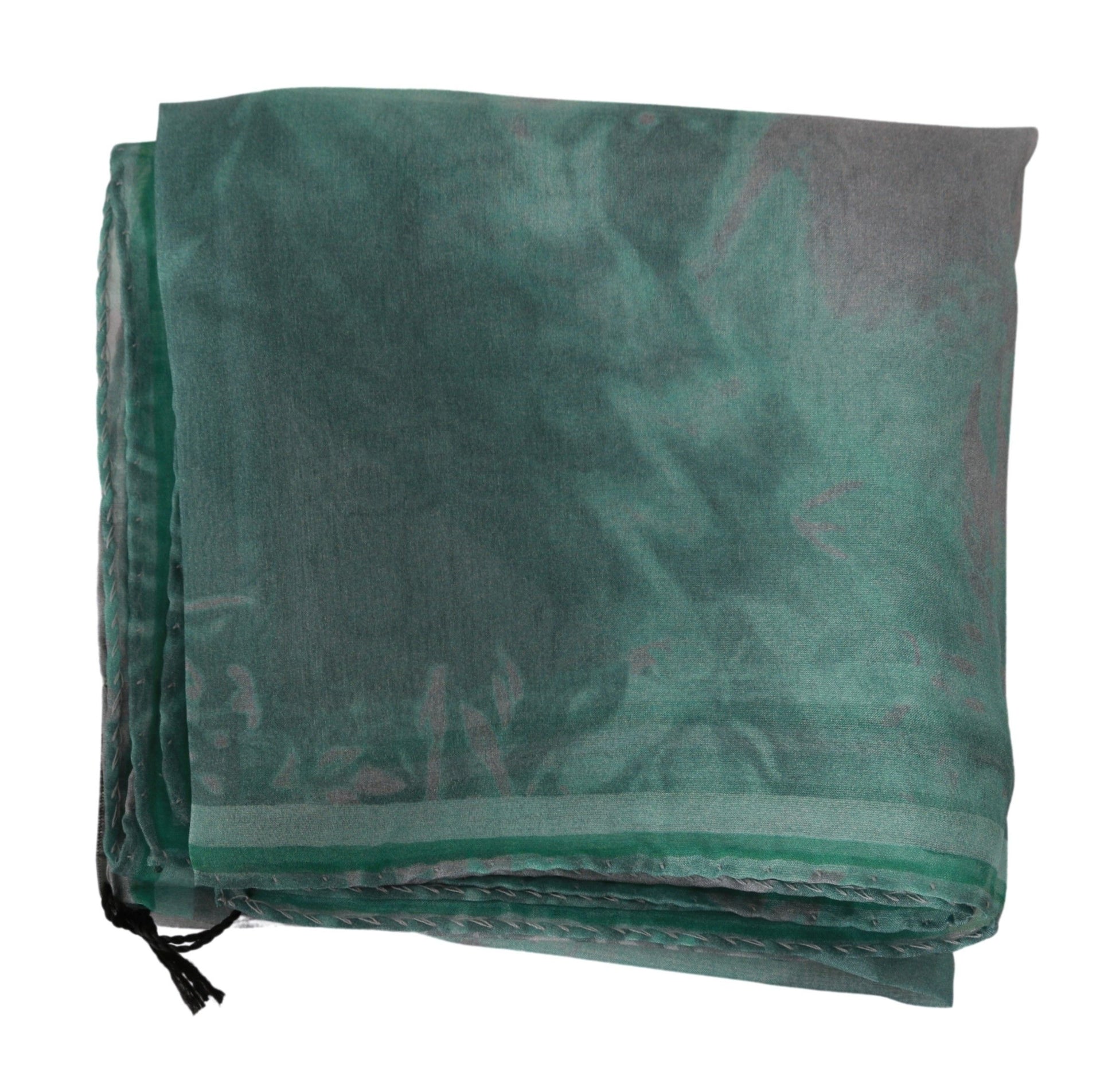 Elegant Silk Green Printed Scarf