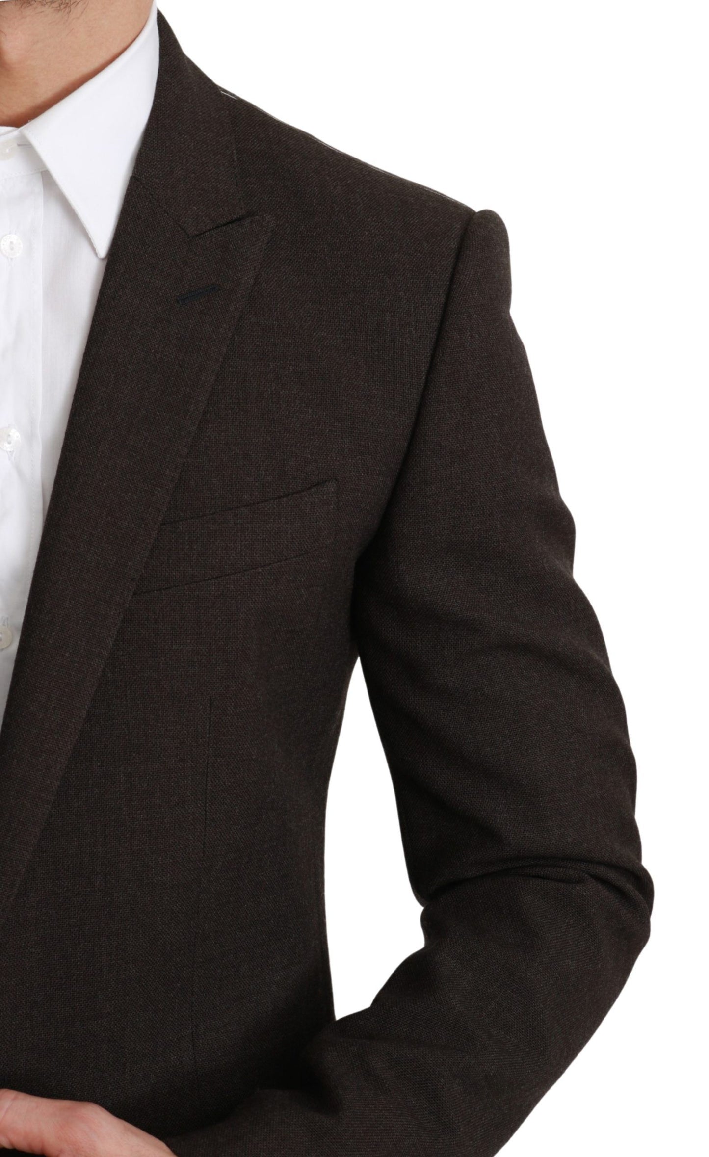 Elegant Brown Virgin Wool Martini Blazer