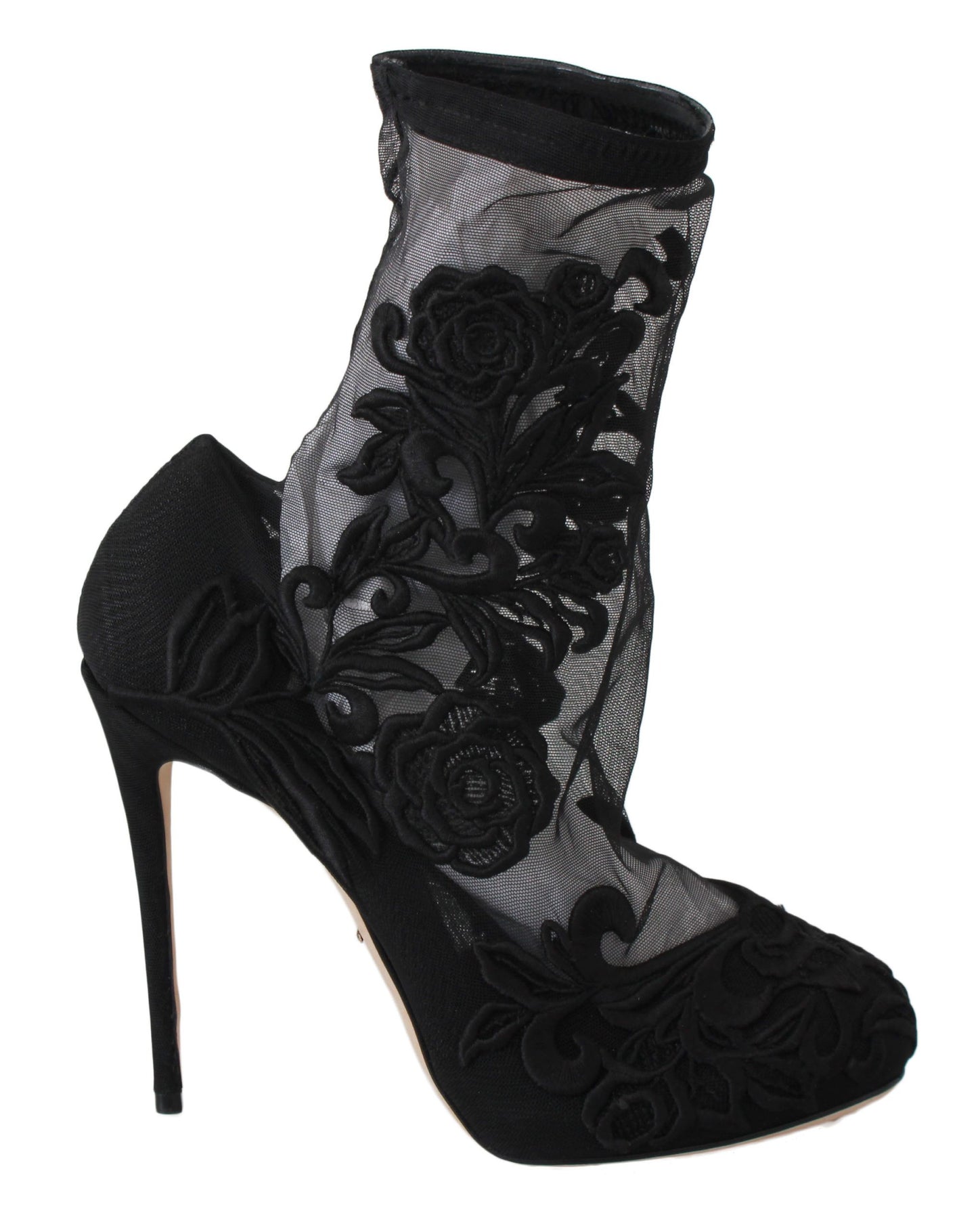 Embroidered Floral Stiletto Socks Booties