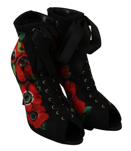 Elegant Floral Heel Booties