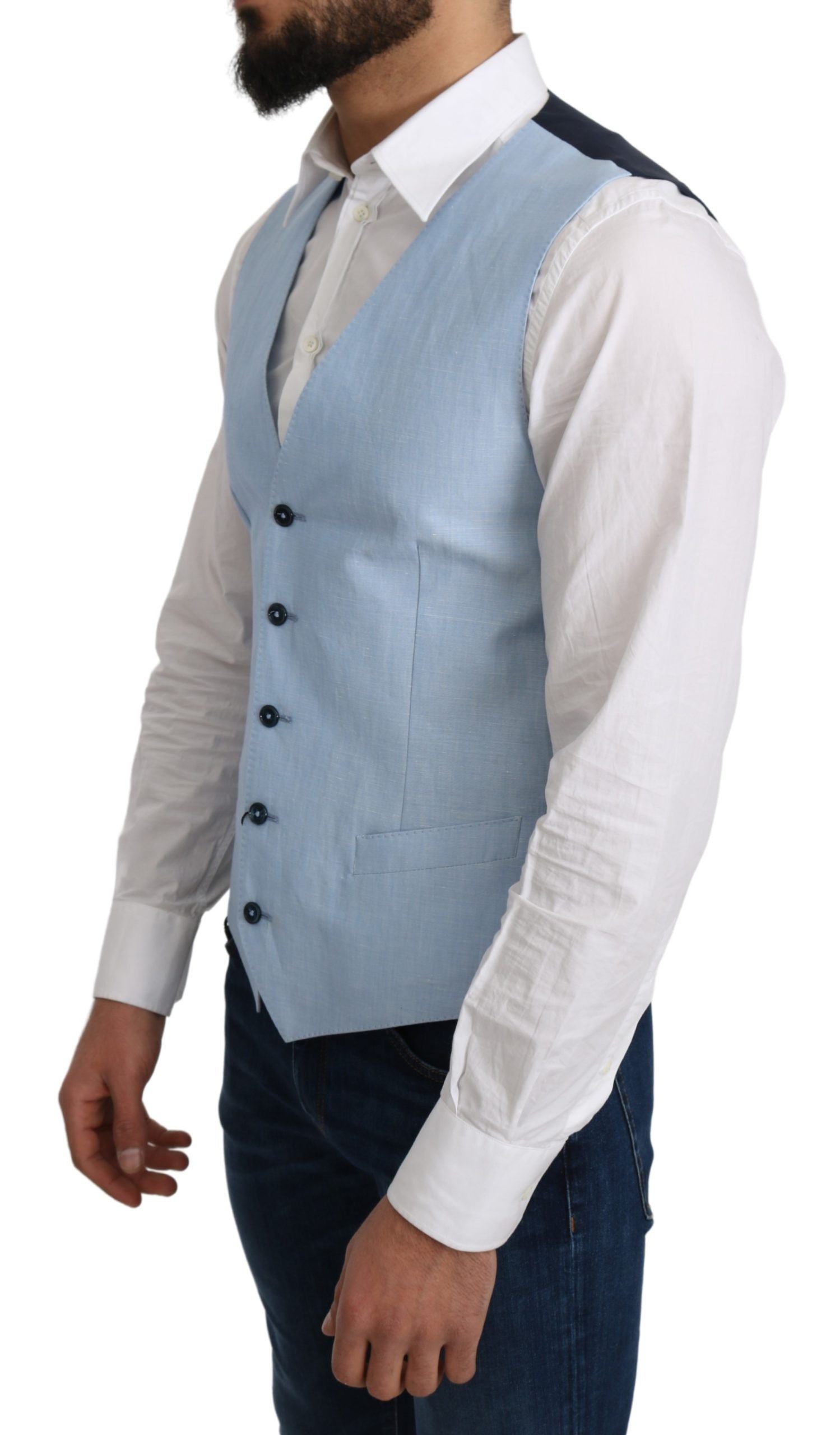 Elegant Azure Men's Formal Vest