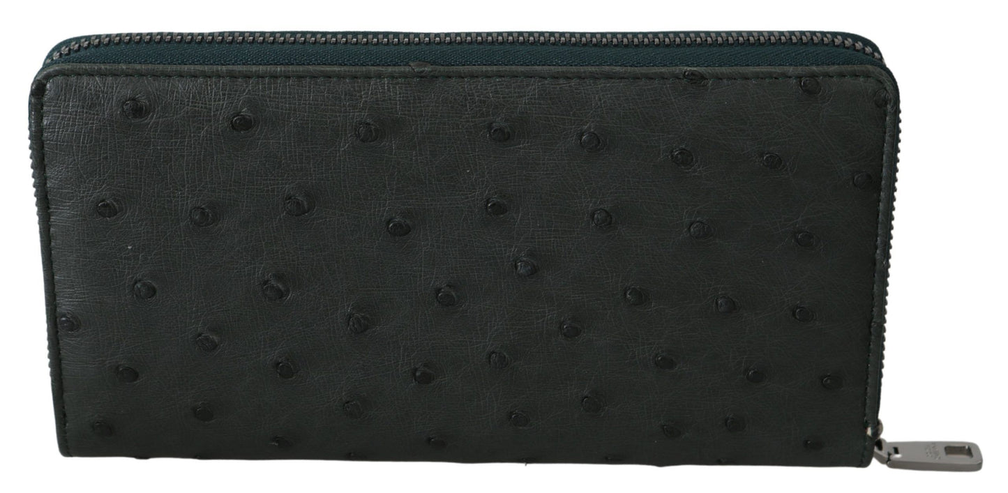 Exquisite Green Ostrich Leather Continental Wallet