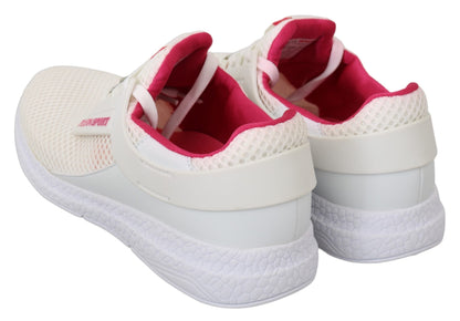 Chic White Becky Sneakers with Pink Accents