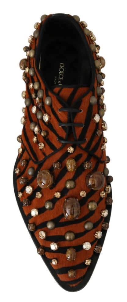 Tiger Pattern Crystal Embellished Flats