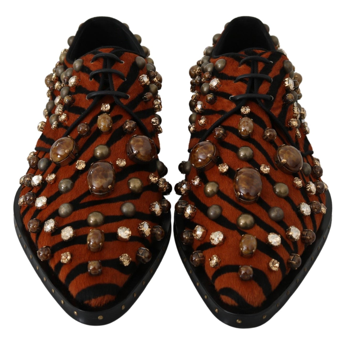 Tiger Pattern Crystal Embellished Flats