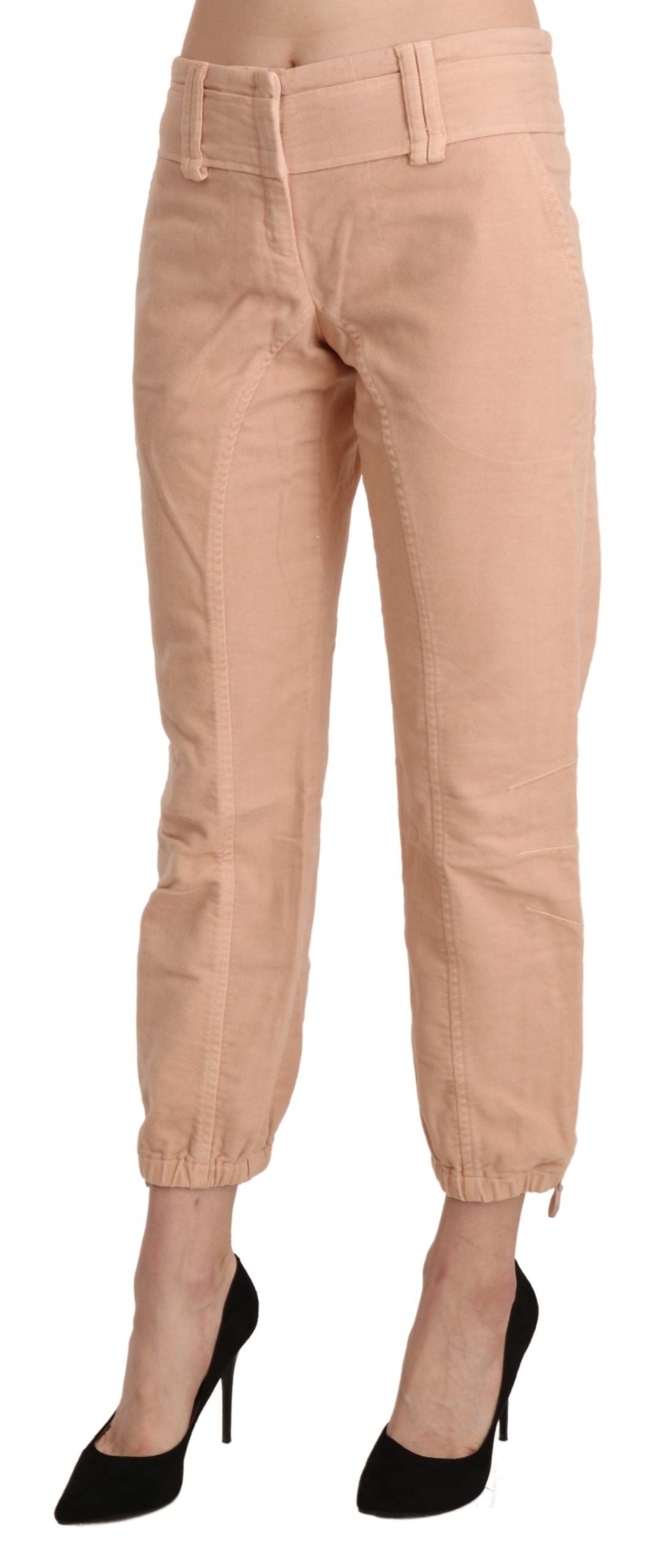 Chic Beige Cropped Cotton Pants