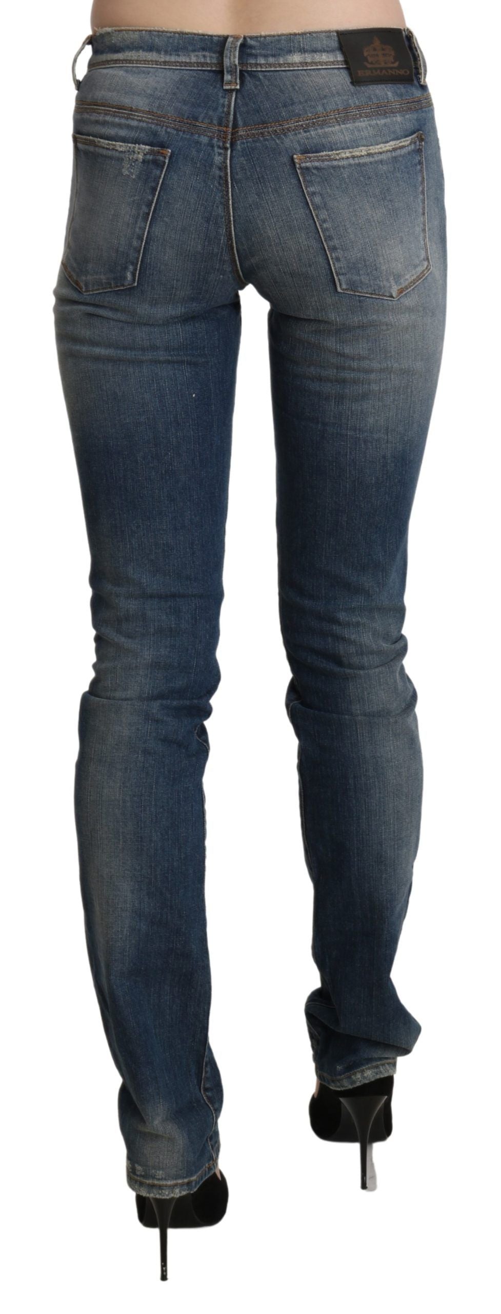 Chic Mid Waist Skinny Denim in Blue Washed