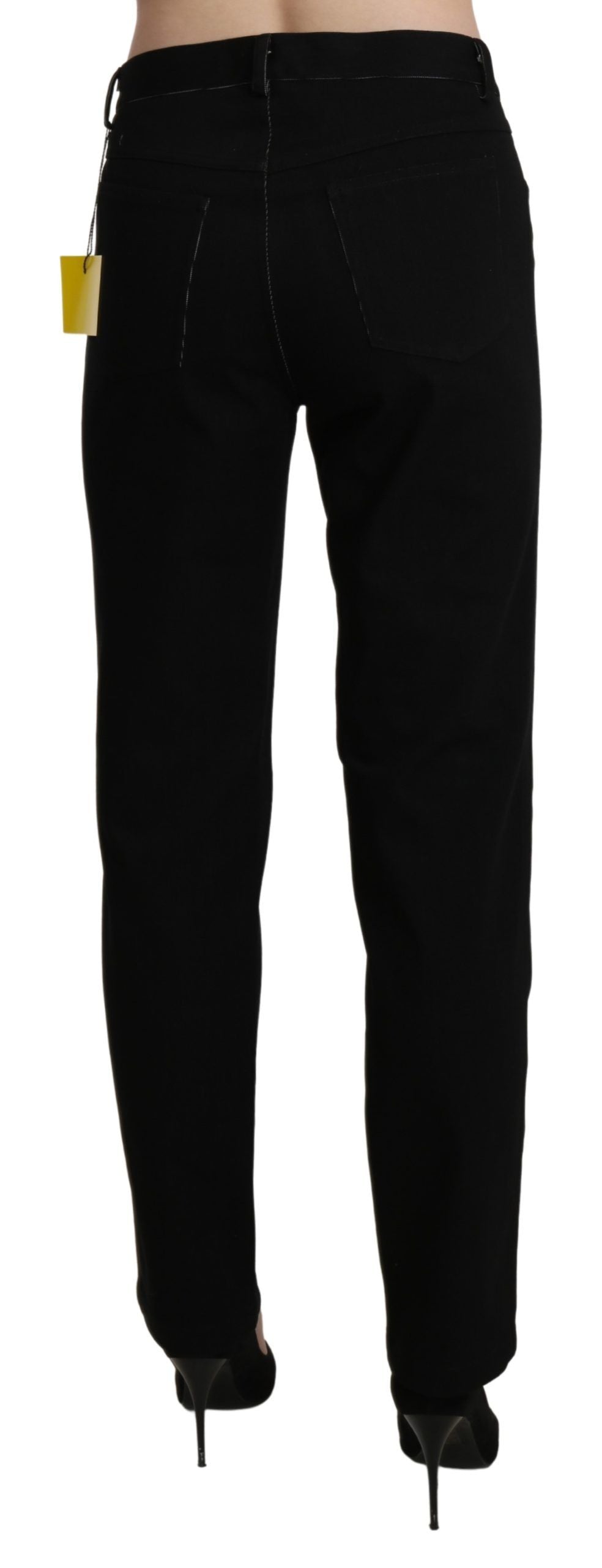 Elegant High Waist Straight Black Trousers