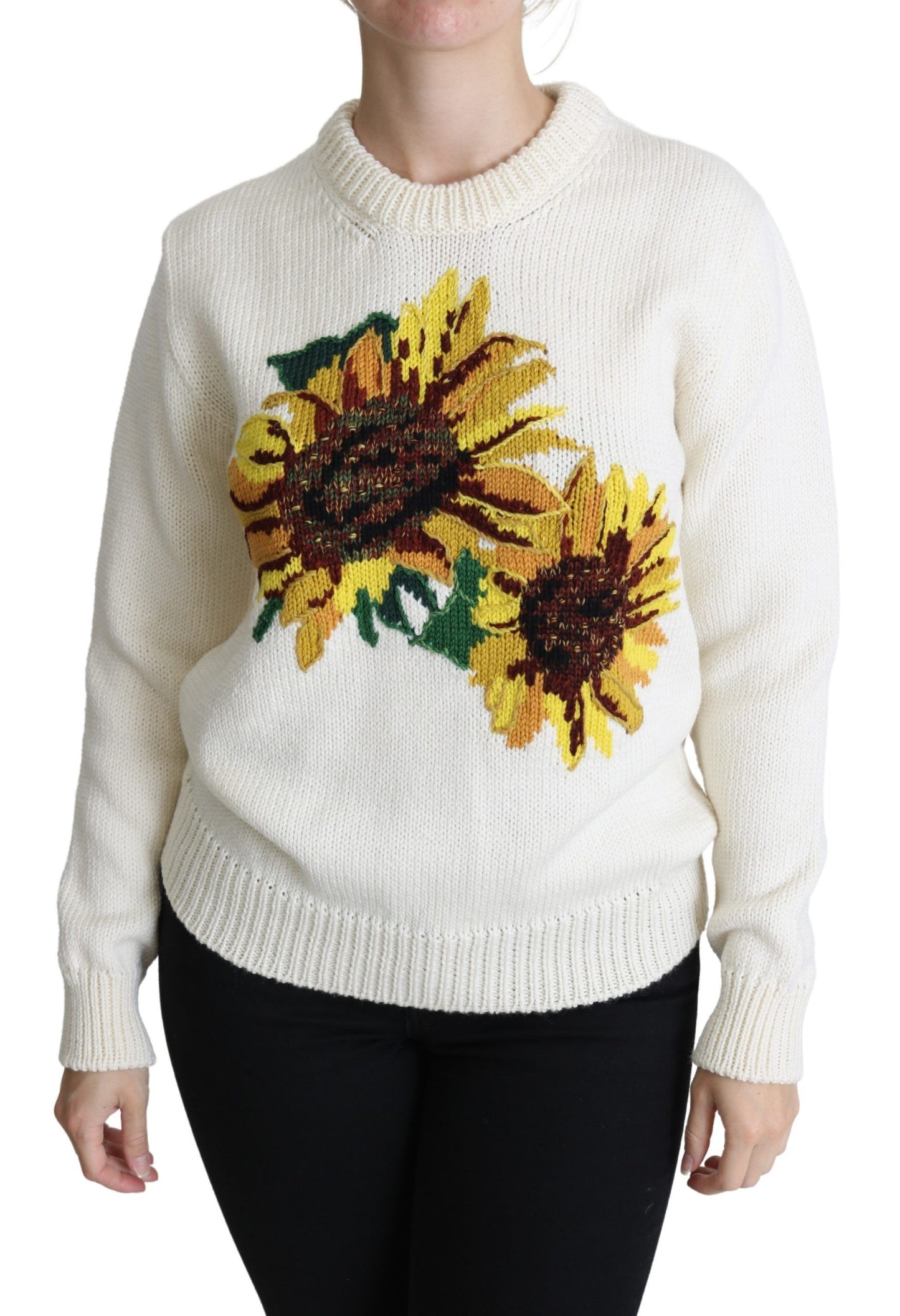 Elegant Knitted Sunflower Sweater