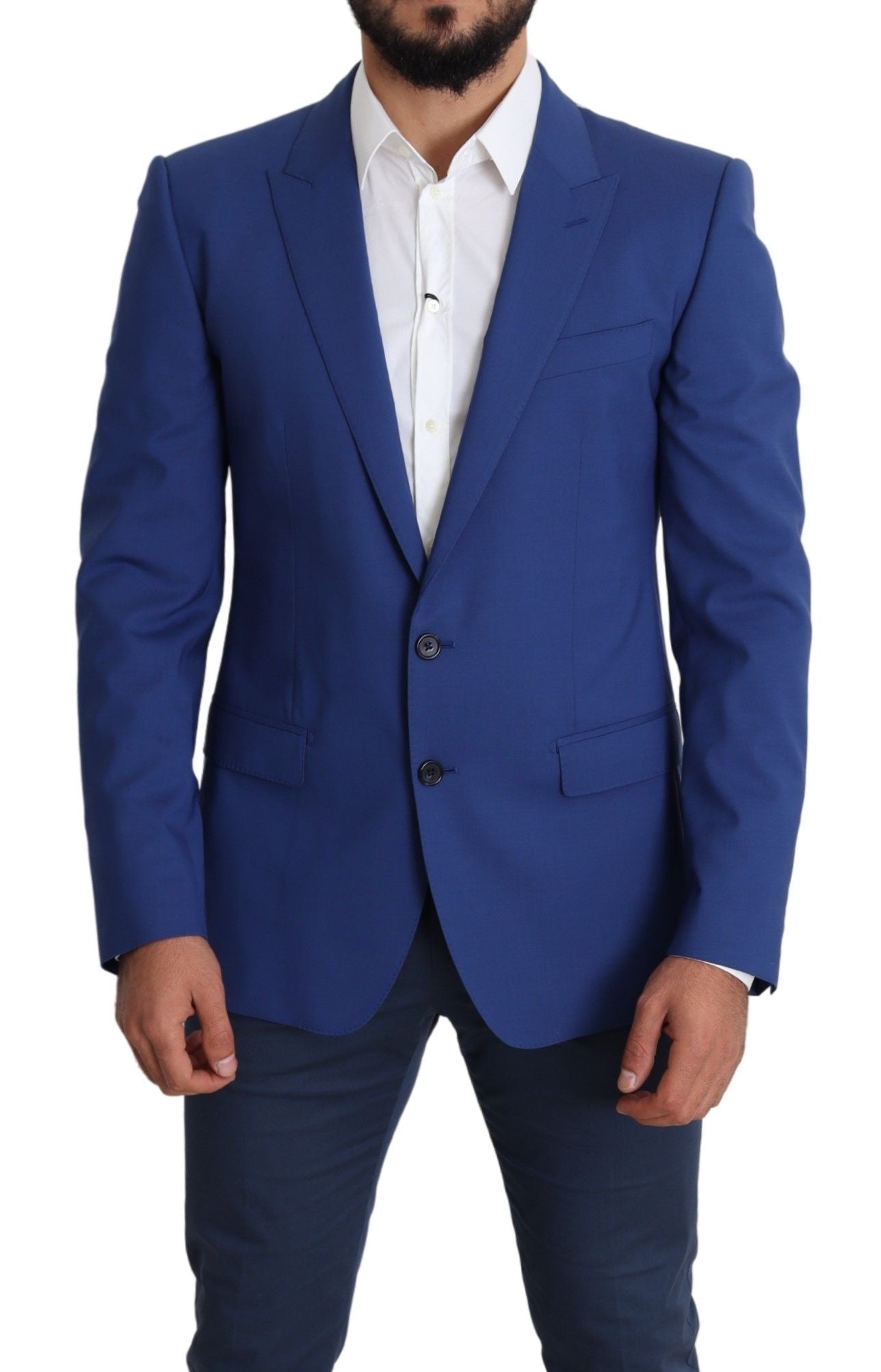 Exquisite Blue Wool Martini Blazer Jacket