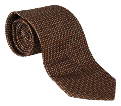 Elegant Brown Patterned Silk Tie