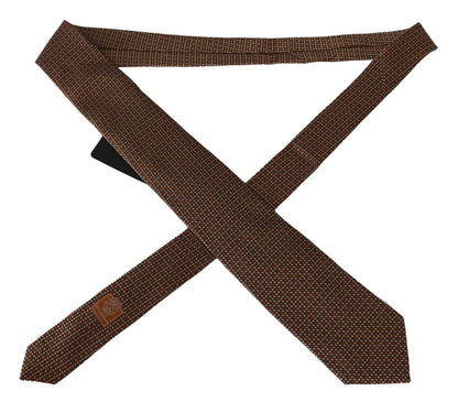 Elegant Brown Patterned Silk Tie