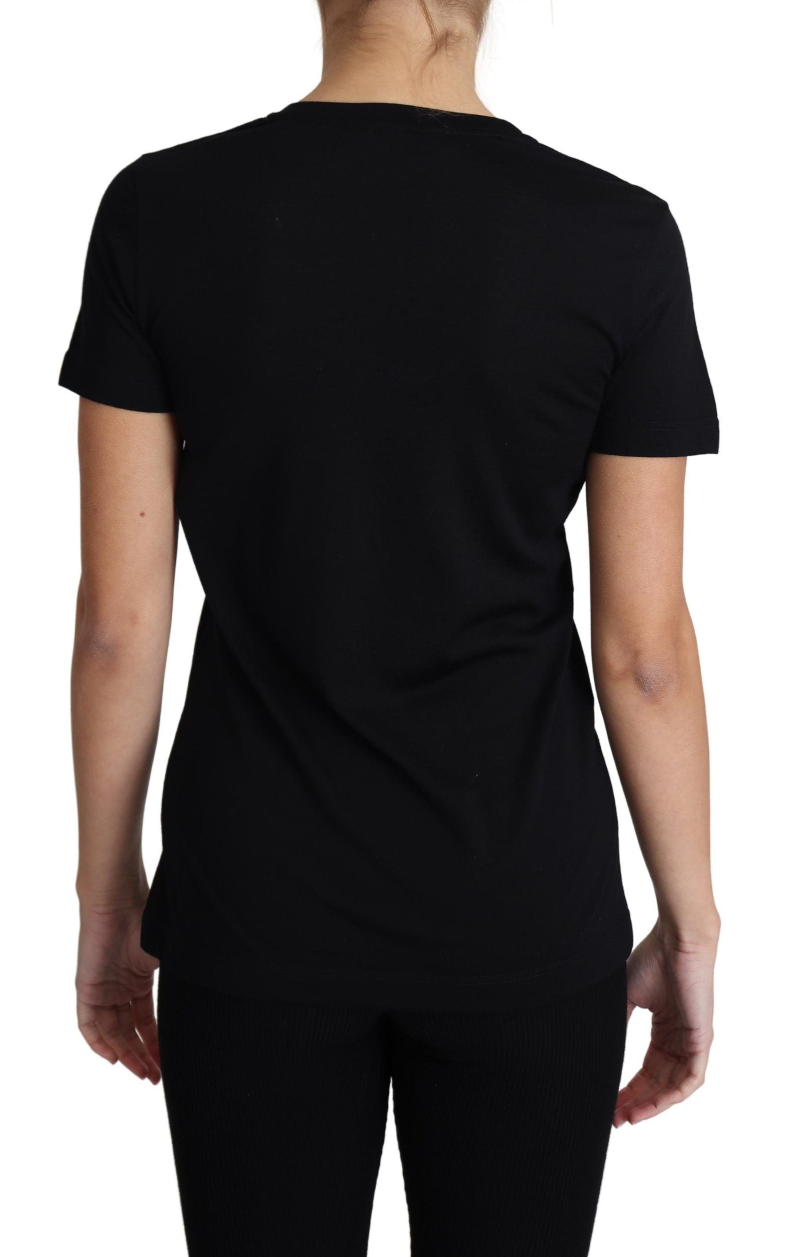 Elegant Black Wool Round Neck T-Shirt