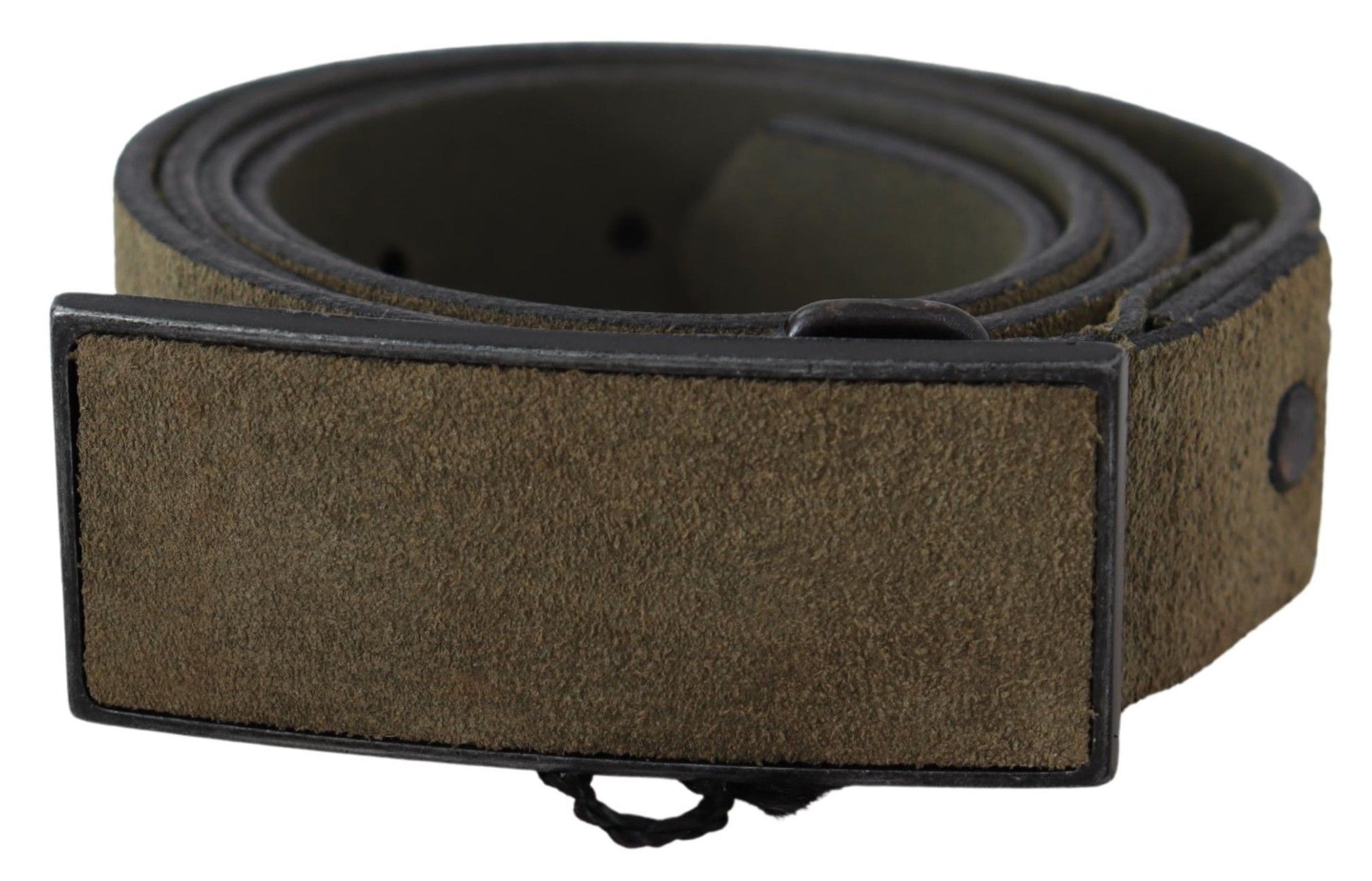 Chic Army Green Velvet Buckle Leather Belt