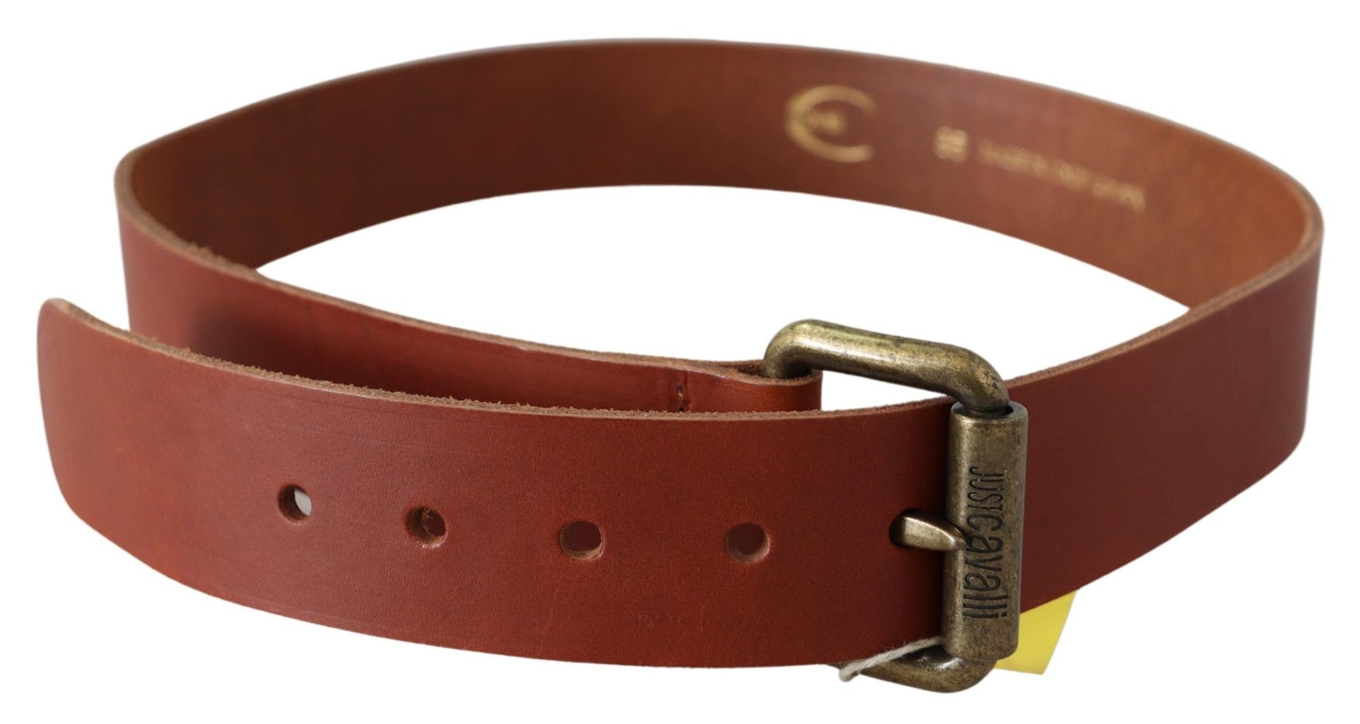 Chic Brown Leather Logo Waist Belt