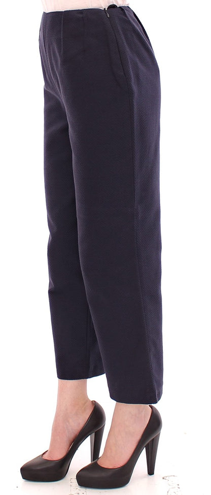 Chic Cropped Blue Pants - Exquisite Craftsmanship