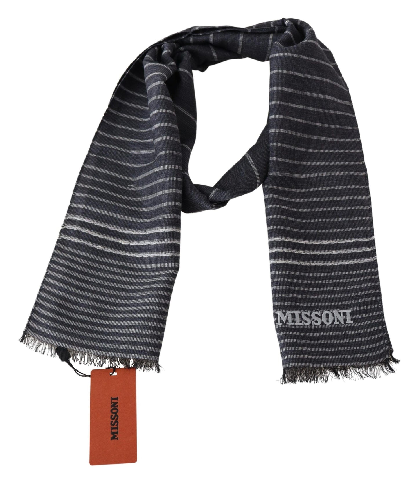 Elegant Wool-Silk Striped Scarf