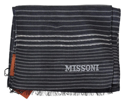 Elegant Wool-Silk Striped Scarf