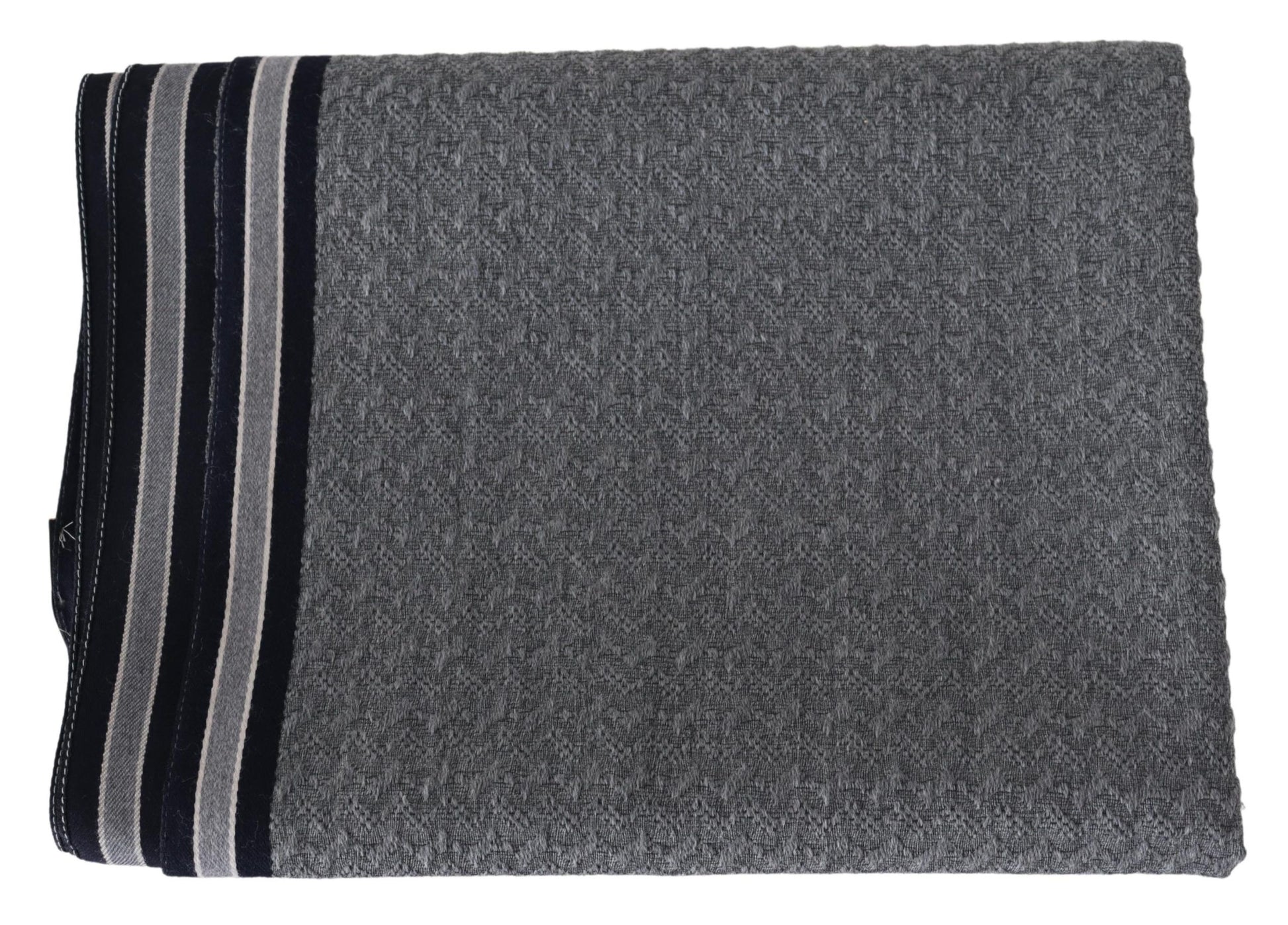 Elegant Gray Wool Scarf with Signature Stripes