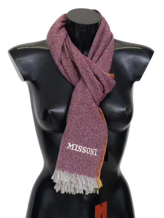 Chic Maroon Cashmere Scarf with Logo Embroidery