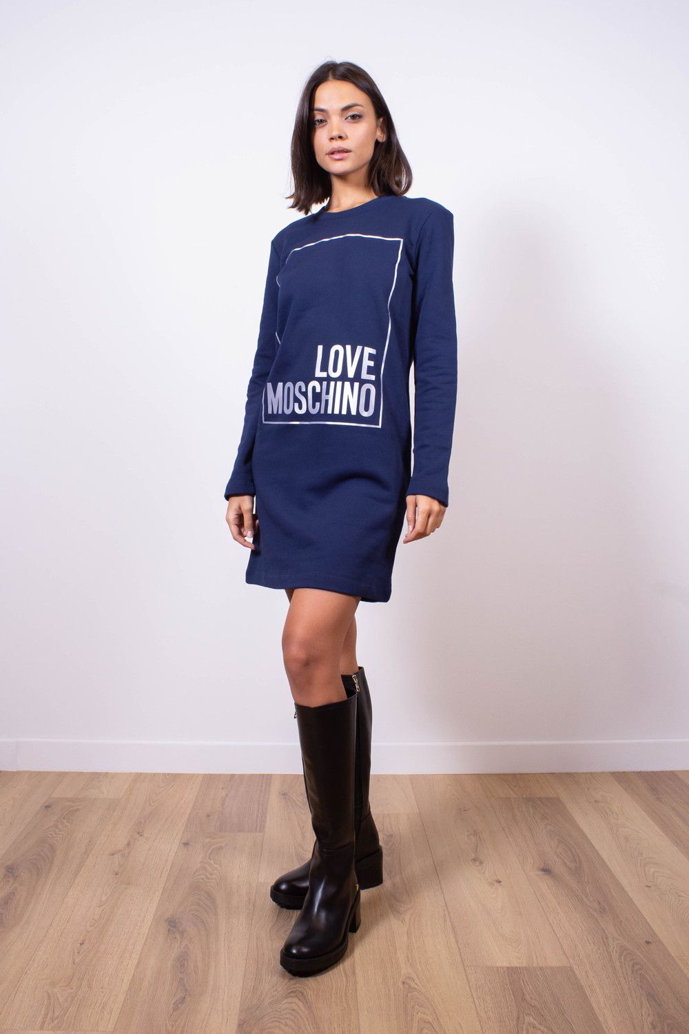 Blue Cotton Women Sweatshirt Dress