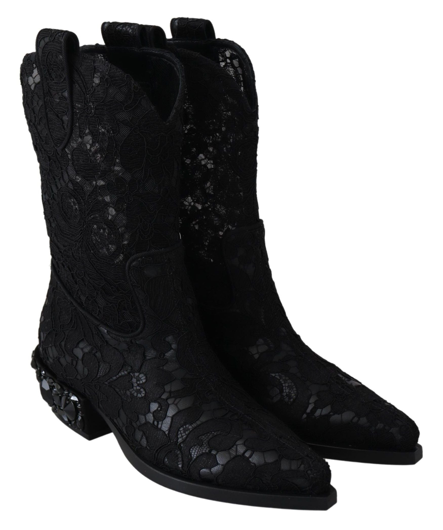 Elegant Viscose Leather Ankle Boots with Crystals