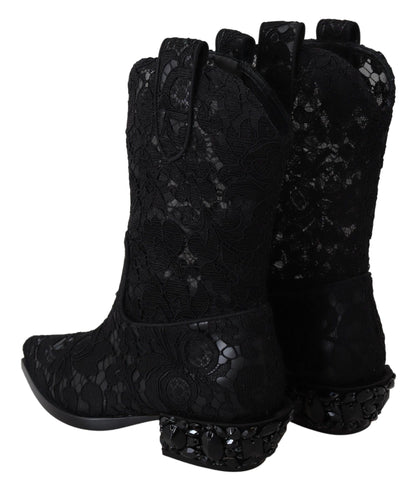 Elegant Viscose Leather Ankle Boots with Crystals