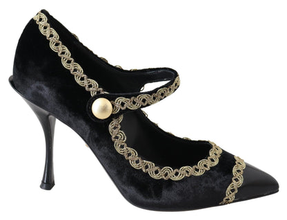 Elegant Velvet Patent Embroidered Pumps