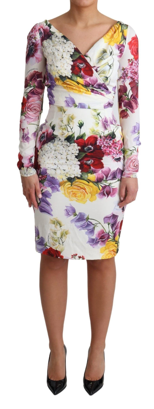 Elegant Floral Sheath Silk Dress