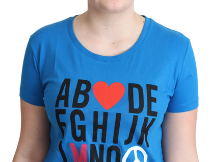 Chic Alphabet Cotton Tee in Blue