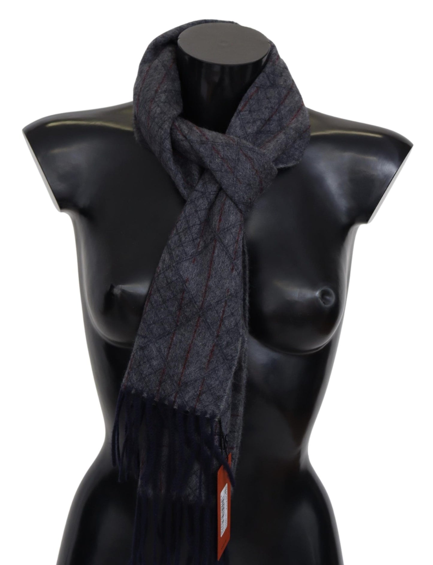 Elegant Cashmere Patterned Scarf with Logo Embroidery