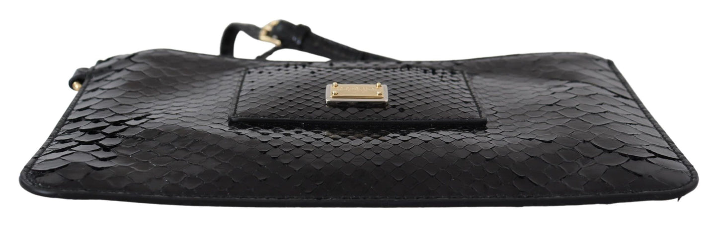 Exotic Leather Black Wristlet Wallet