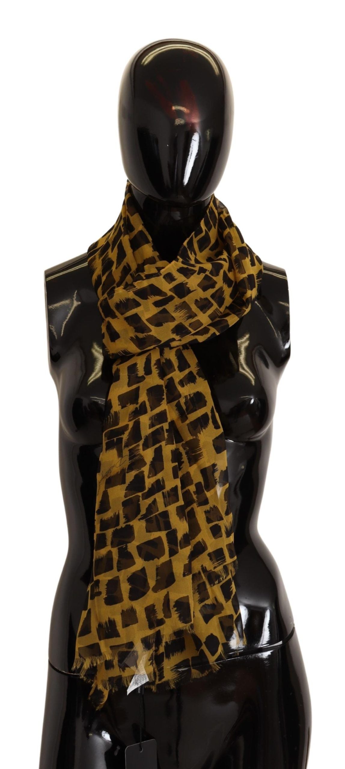 Elegant Silk Scarf in Yellow & Black