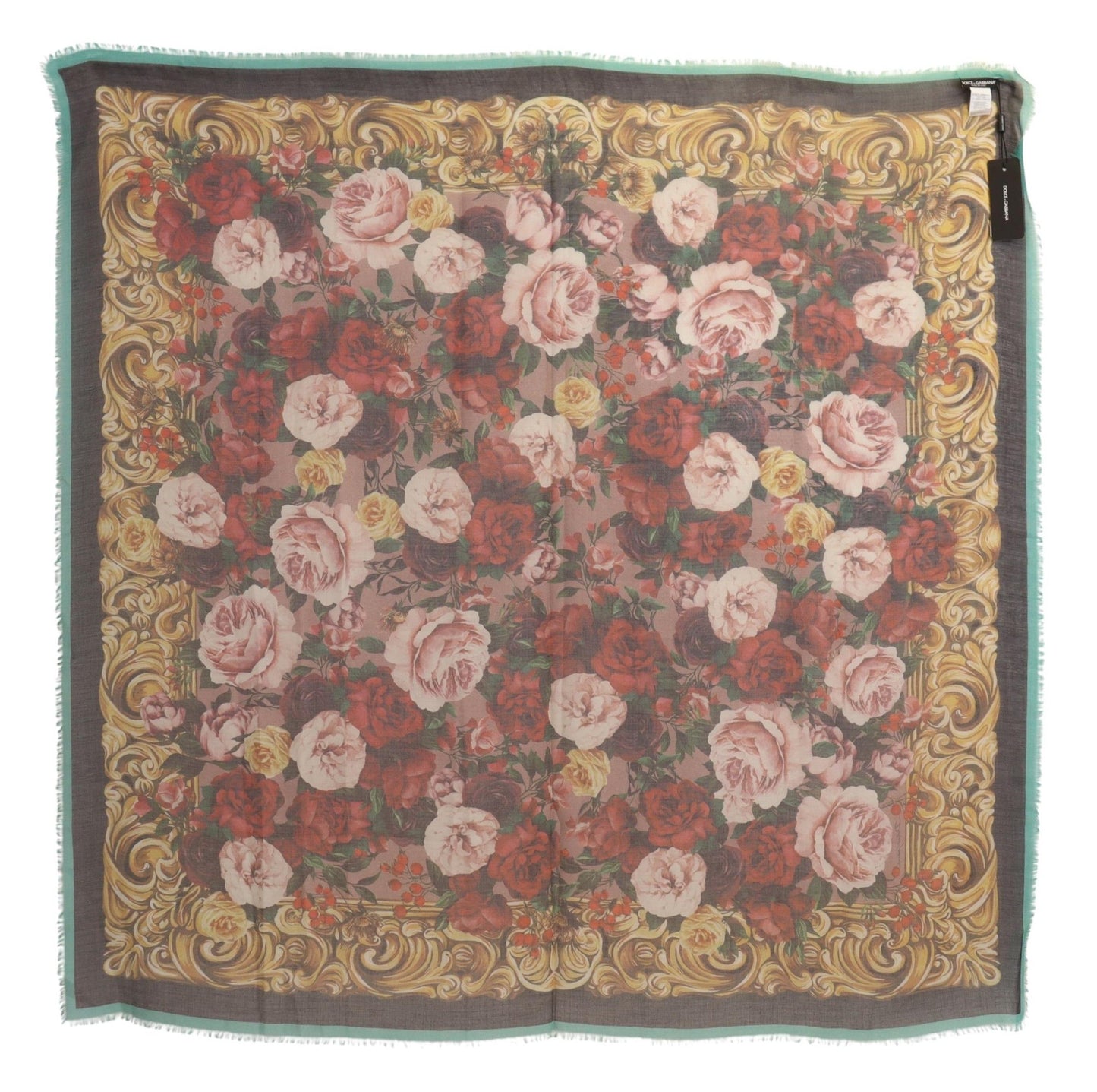 Elegant Cashmere Silk Floral Scarf