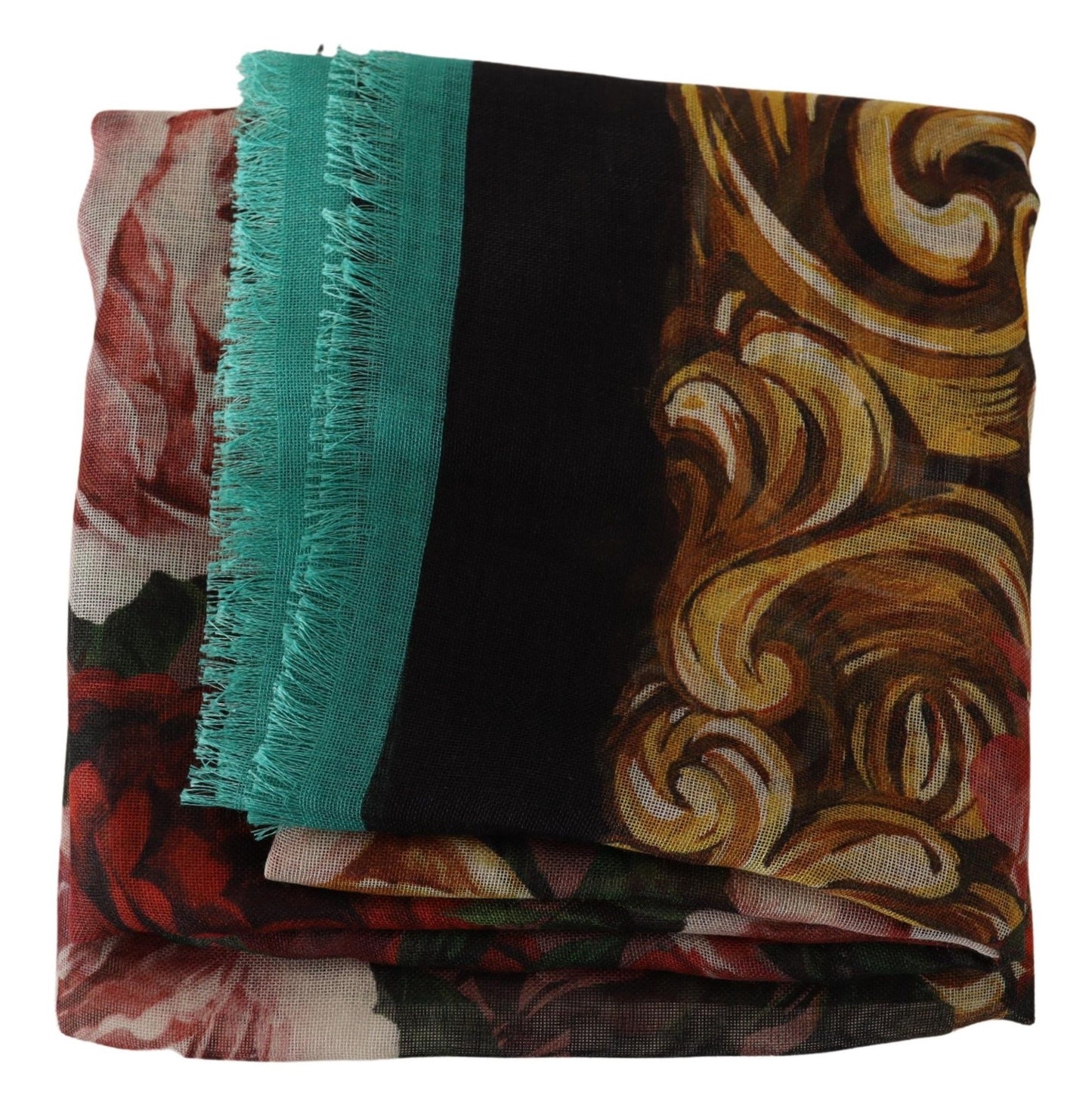 Elegant Cashmere Silk Floral Scarf