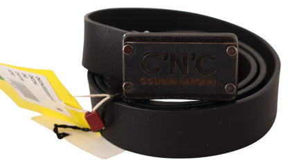 Elegant Black Leather Waist Belt