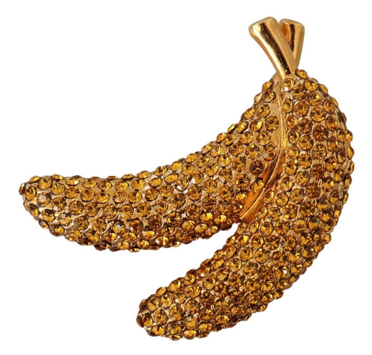 Crystal-Embellished Banana Brooch