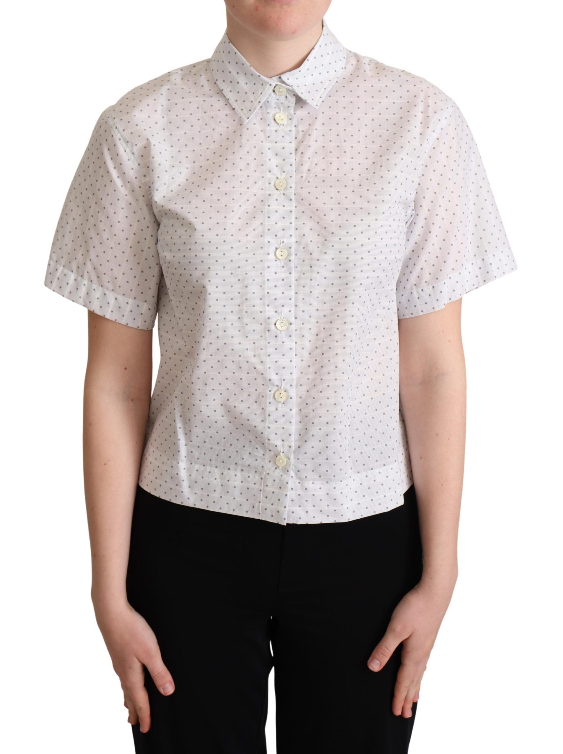 Elegant Polka Dot Cotton Polo Top