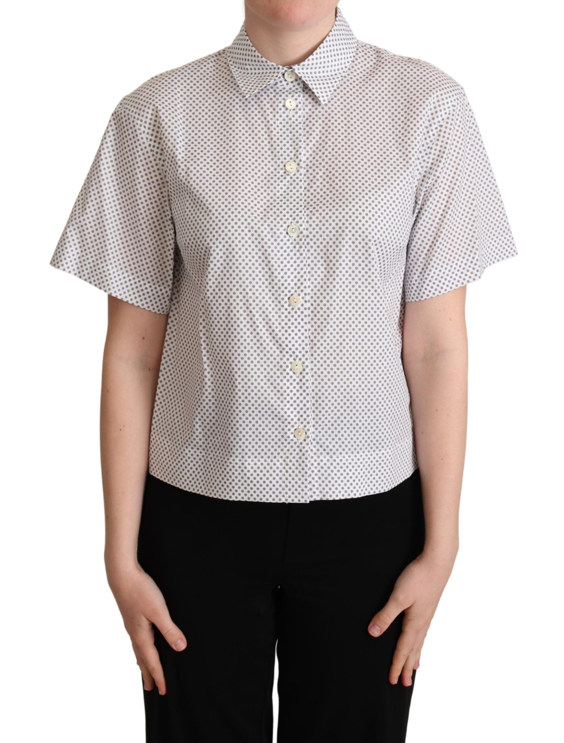 Chic Gray Polka Dot Short Sleeve Polo